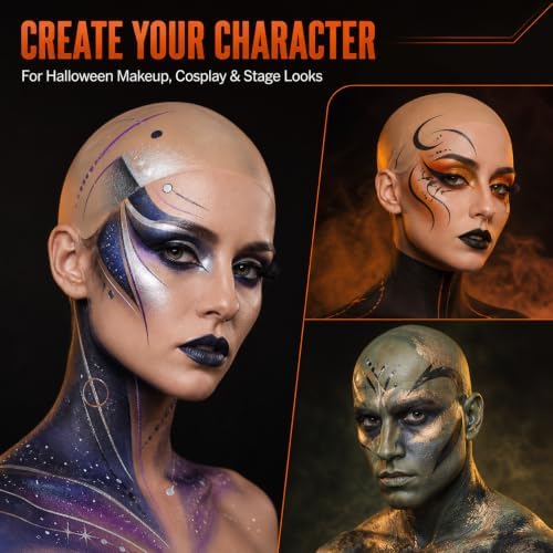 Latex Bald Cap Set with 2 Nylon Wig Caps for Adult Halloween Costume - Image 7