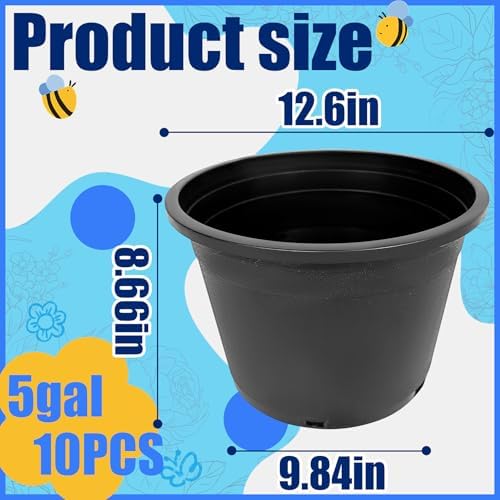 Pots for Plants 5 Gallon 10Pcs 12 inch Flexible Plastic Nursery Pot - Image 2