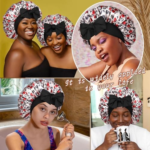 CHLINS Double Layer Satin Bonnet for Sleeping, Hair Bonnet for Curly Hair - Image 7