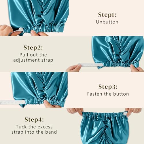 ZIMASILK 22 Momme 100% Mulberry Silk Bonnet for Sleeping Women, Turquoise - Image 6