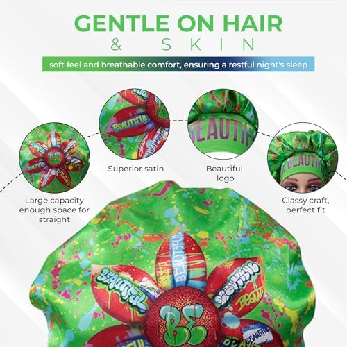 Discover reversible premium double layer silk satin sleeping bonnets designed for hair protection, moisture retention, and all-night comfort. Keep your hair healthy and frizz-free-green - Image 4