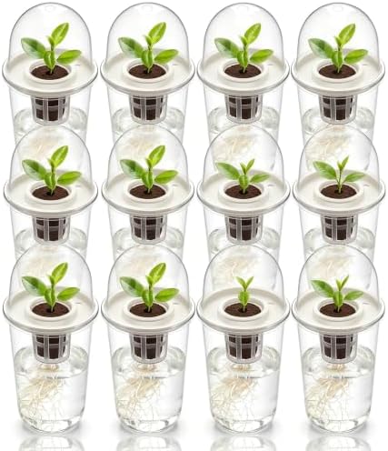 12 Pack Clear Hydroponic Nursery Pots with Humidity Dome for Seed Starting by Etmdoeve
