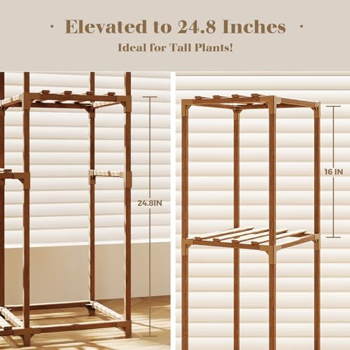 Bamworld Tall Plant Stand Indoor Wood Plant Shelf Outdoor Tiered Plant Rack - Image 2