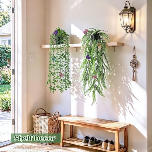 Der Rose 4 Pcs Fake Hanging Plants with Butterflies for Shelf Wall Decor - Image 6