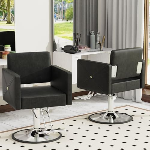 LOUVIXA Barber Chair for Hair Stylist, Height Adjustable Hydraulic Hair Salon Chair, 360 Degrees Rotation, Multi-Function Shampoo Chair for Salon Home Barbershop, Black - Image 2