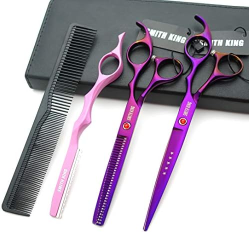 7.0 Inches Professional Hair Cutting thinning Scissors Set with Razor (Violet) - Image 2