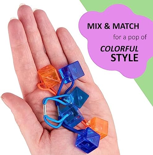 20pc Cube Ponytailers Assorted Ponytail Cubes Twin Bead Hair-Value-Fun - Image 4