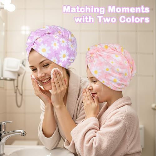 FIOBEE Microfiber Hair Towel Wrap for Kid Girls Rapid Drying Hair Turbans - Image 2
