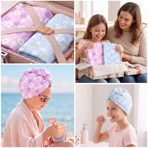 Kids Microfiber Hair Towel Wrap 2Pack Absorbent Hair Drying Turban for Girl - Image 5