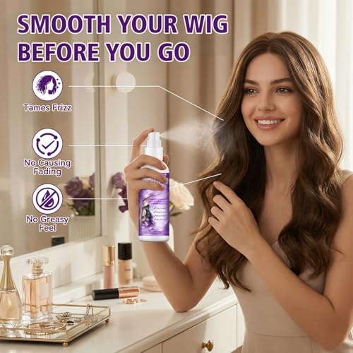 Wig Spray, Synthetic Wig Spray, Detangling, Frizz Control, Hydrating Conditioning, Shine Wig Care Spray, for Synthetic and Human Hair Wigs, Wig Accessories, 120ml - Image 5
