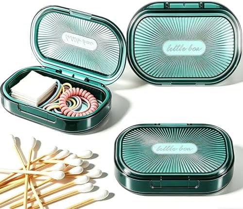 Travel Qtip Holder with Lid,2 Pcs Portable Swab Container,Green by ESEHGS