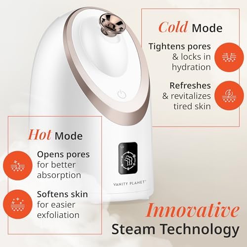 Vanity Planet Senia Hot and Cold Facial Steamer - Face Steamer for Facial Deep Cleaning, Aromatherapy, Detoxifying and Moisturizing - Steamer for Face with 6-Mode Smart Steam Technology - Image 3
