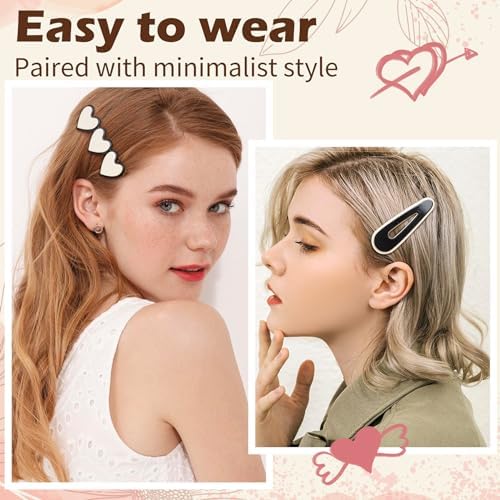 Gingbiss 18 Pcs Hair Clips for Women Girls, Black White Checker Barrettes - Image 5