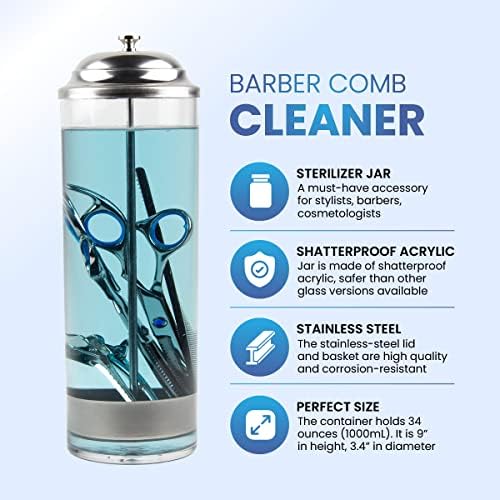Salon Disinfectant Jar - Shatterproof Acrylic - Barber Comb Sterilizer Jar - Image 2