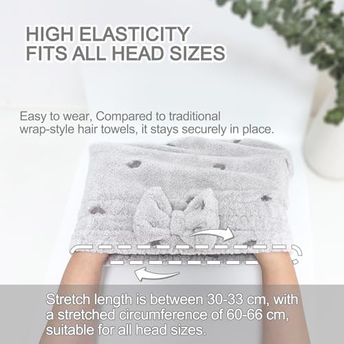 Jseng 3Packs Microfiber Hair Towel for Women - Quick-Drying, Super Absorbent Hair Wrap with Bow Design, Soft Hair Towel Turban for Curly Long Wet Hair - Image 3