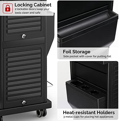 Hair Cart Organizer with Wheels 6 Drawers, Locking Salon Rolling Cart Utility Caddy for Hair Stylist Barber, Mobile Tattoo Hairdresser Storage Station Hairstylist Trolley Hot Tools Holder - Image 5