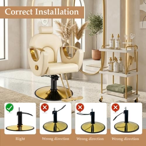Beige Reclining Salon Barber Chair for Hair Stylist, Professional Hair Stylist Chairs with Heavy Duty Hydraulic Pump, All Purpose Styling Hairdresser Braiding Shampoo Chair for Spa Home Euipment - Image 5
