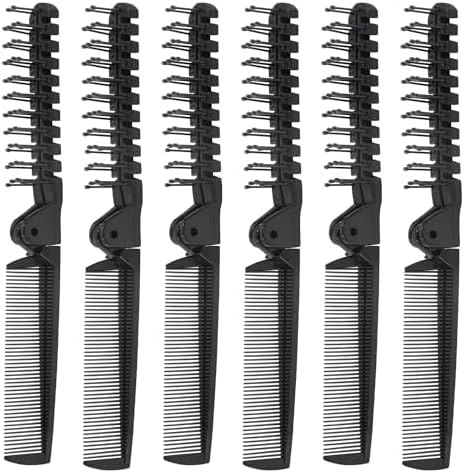 Folding Comb, 24PCS Travel Hair Brush and Comb Set, Portable Foldable Plastic Hairdressing Tools, Anti-Static Hair Comb, Double Headed Hair Brush for Men Women (Black) - Image 2