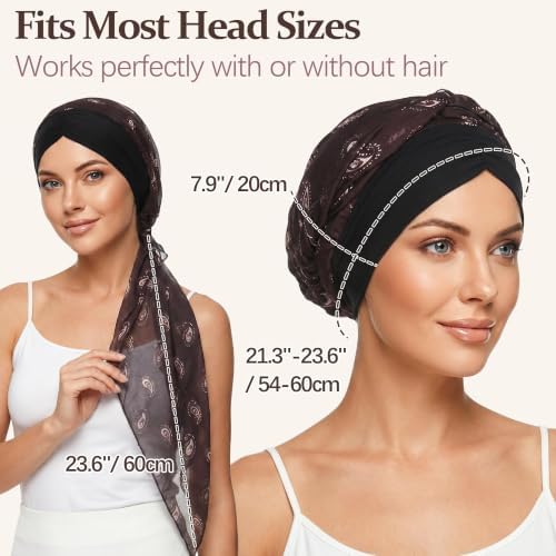 Ababalaya Satin Lined Head Wrap Chemo Headwear for Women - Image 3