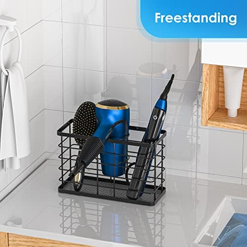 Hair Tool Organizer, Dryer Holder, 3 in 1 Blow Bathroom Organizer Wall Mounted/Cabinet Door for Flat Iron, Curling Straightener, Care & Styling Tools Storage Basket - Image 6