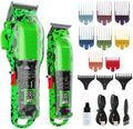 Professional Hair Clippers for Men, Cordless Barber kit for Hair Cutting & Grooming, Hair Clippers and Trimmer Set for Barber Haircut with LED Display, 8 Fade Taper Combs(Green Set) by Tuanchuanrp