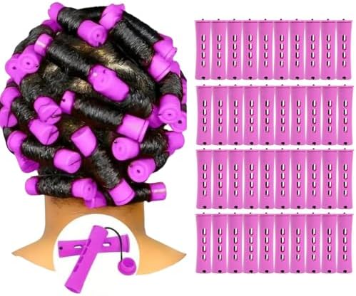 Perm Rods Set for Natural Hair 40pcs Plastic Cold Wave Rods for Long Short Hair Rollers Large Hair Curling Rods for Women Purple by YOROSTAR