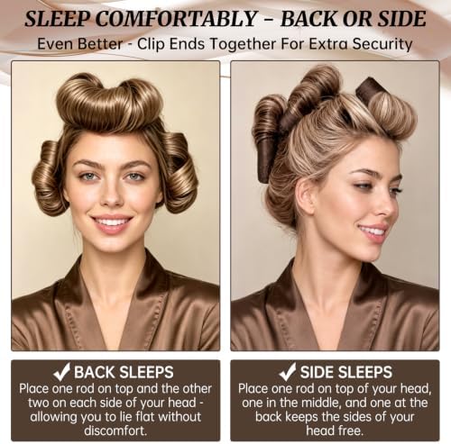 Heatless Curls Overnight Set, 4 Heatless Curling Rods with Satin Bonnet - Image 7
