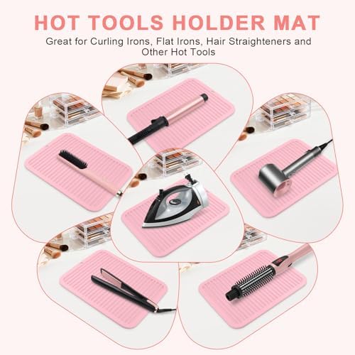 Silicone Heat Resistant Mat for Hair Tools, Oversize, Pink - Image 6