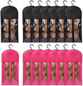 Wig Hangers Set - Premium Dust-Proof Wig Storage Bags with Hooks for Hair Extensions, Wig Organizer for Wig Bags Storage with Hanger,Space-Saving Wig Storage Solution(6PCS Black & 6PCS Hot Pink) by KneysanMakeYourLifeBetter