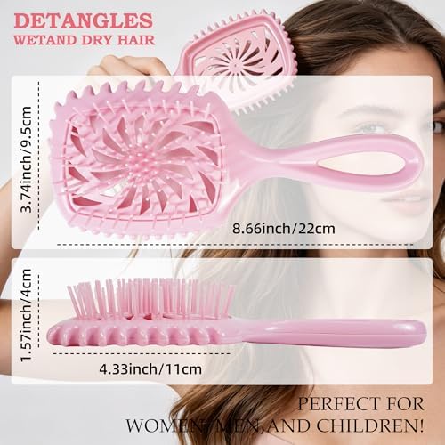Detangler Hair Brush, Vented Paddle Brush for Wet Dry Hair, Pain-Free for Curly Straight Thick Fine Hair, Women Men Kids (pink) - Image 4