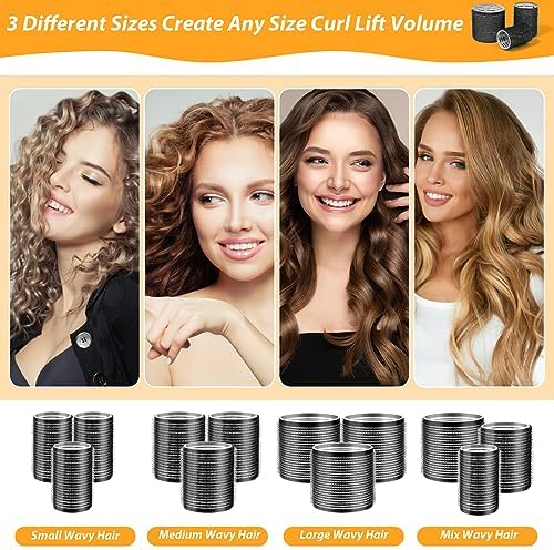 39PCS Self Grip Curlers 3 Sizes - Black 2.5in, 1.9in, 1.4in Rollers with Duckbill Clips for Long, Medium, Short, Thick, Fine Hair Volume and Bangs (Black) - Image 5