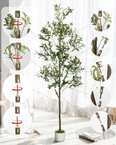 7FT Artificial Olive Tree Indoor Tall Faux with Planter - Image 3