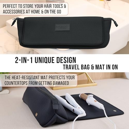 BAREFOOT CARIBOU Hair Tools Travel Bag and Heat Resistant Mat (Mesh Black) - Image 5