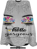 Barber Cape Hello Butterflies Gorgeous Silvery Glitters Salon Hair Cut Apron Barbershop Kits For Women 55''X66'' by Carwayii