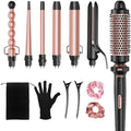 Ufree 7-in-1 Curling Iron Set with Interchangeable Ceramic Barrels, Curling Wand Set with Thermal Brush, Hair Straightener and Wand Curling Iron, Versatile Styling Hair Curlers Set, Gifts for Women by Ufree