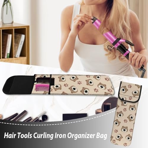 1 Piece Flat Iron Curling Wand Travel Cover Cute Bear Case Bag Curling Wand Travel Case Universal Sleeve Flat Iron Case Heat Resistant Bag Long-Term Use - Image 5