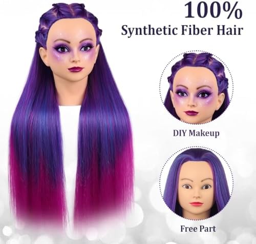 Mannequin Head with Hair 28" Doll Head for Hairdresser & Tripod Stand - Image 3