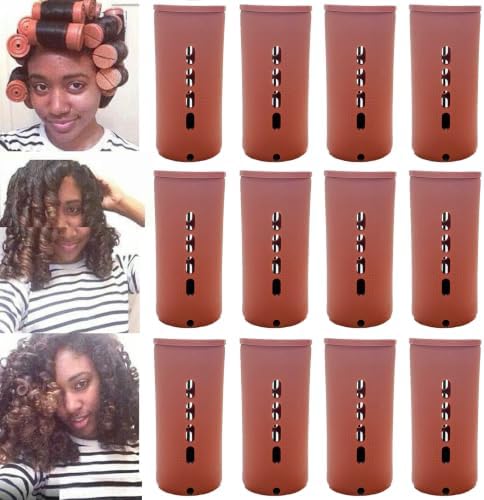 12 Pcs Perm Rods,Brown Perm Rods,1.57 Inch Large Perm Rod For Natural Hair by Unknown