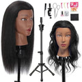 Mannequin Head Human Hair with Tripod Stand 100% Real Hair Doll Head by MQHIHI