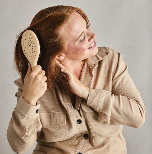 Kent LPF1 Pure Flow Oval Cushion Vented Hair Brush, FSC Certified Beech Wood Paddle Brush filled with Natural Boar Bristle and Nylon Bristle for Blowdry Detangle Volume and Curls. Made in England - Image 3