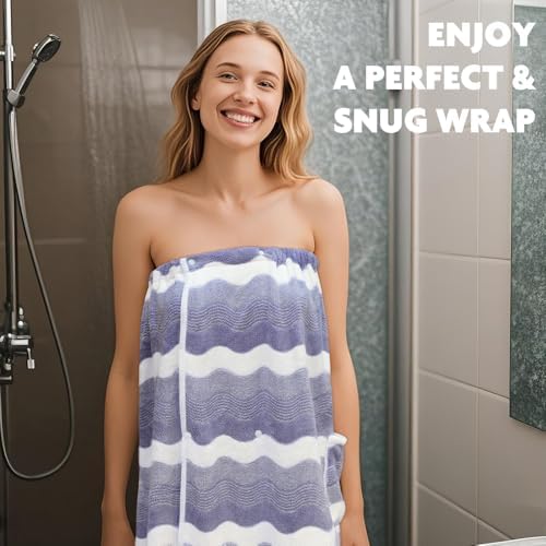 SINLAND Microfiber Women Spa Wrap with Adjustable Closure, 32"x60", Purple - Image 5