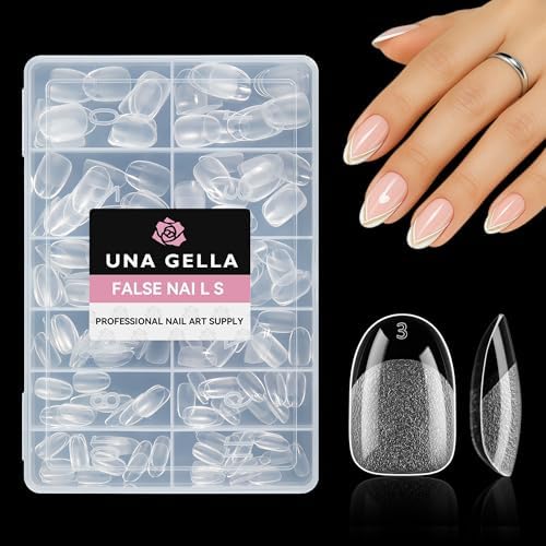 UNA GELLA Short Oval Round Nail Tips Pre Etched Short Oval Gel Nail Tips by UNAGELLA