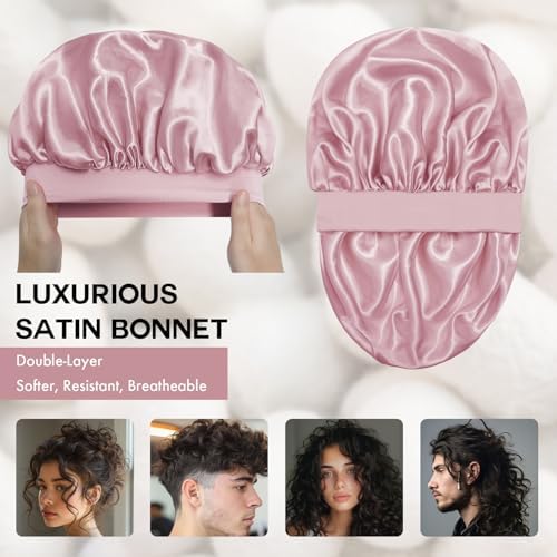Satin Silk Bonnet for Hair, Double Layer Sleep Cap for Men & Women - Image 2