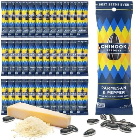 Chinook Seedery Sunflower Seeds to Eat - Parmesan & Pepper - 1.5 oz 36 Pack by ChinookSeedery