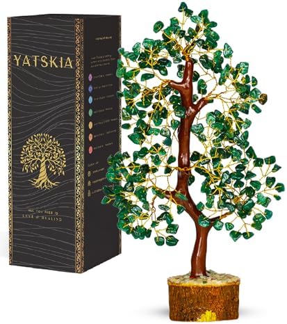 YATSKIA Green Aventurine Crystal Tree, Birthday Gifts for Women, Mom & Friends, Handmade Gem Tree of Life, Boho Room, Shelf & Office Desk Decor, House Warming Gifts by YATSKIA