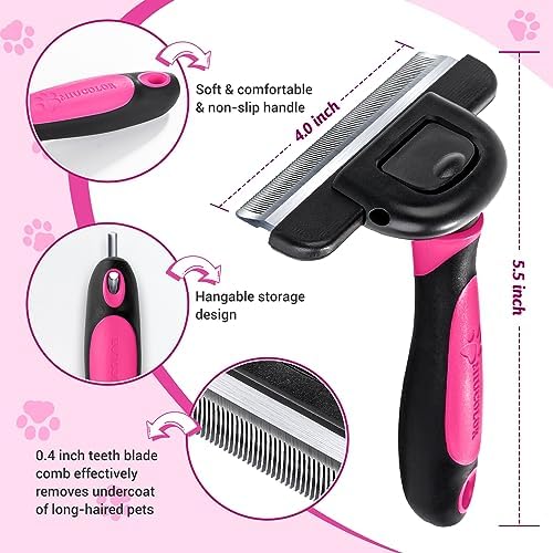 MIU COLOR Long Hair Pet Grooming Brush for Medium & Large Dogs & Cats,Pink - Image 5