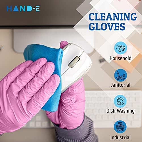 Hand-E Touch Pink Nitrile Disposable Gloves - Esthetician, Nail Tech, Hair Dye & Stylist, Cleaning Gloves - Image 4