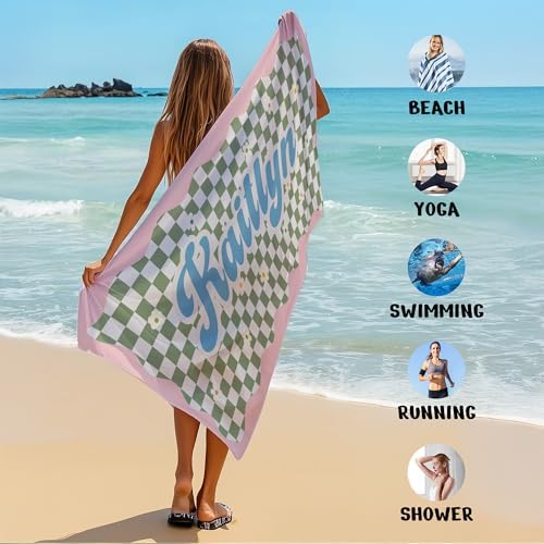 JML Personalized Beach Towel with Name, Custom Flower Beach Towel, Customized Microfiber Pool Towel, Quick Dry & Absorbent Swim Towel for Adult,Anniversary, Birthday, Summer Holiday,Vacation - Image 6