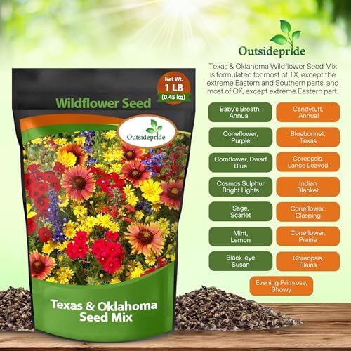 Outsidepride Texas & Oklahoma Wildflower Seed Mix - 1 lb. Drought-Tolerant, Blend of Annual & Perennial Flower Seeds for Vibrant, Pollinator-Friendly Gardens, Thrives in Full Sun & Well-Drained Soil - Image 6
