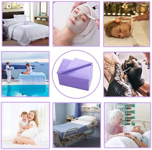 Disposable Bed Sheets 100 Pcs 31" x 71" Massage Table Sheets Non Woven Fabric SPA Bed Cover Breathable for Massage Beauty Tattoos(Purple) - Image 4